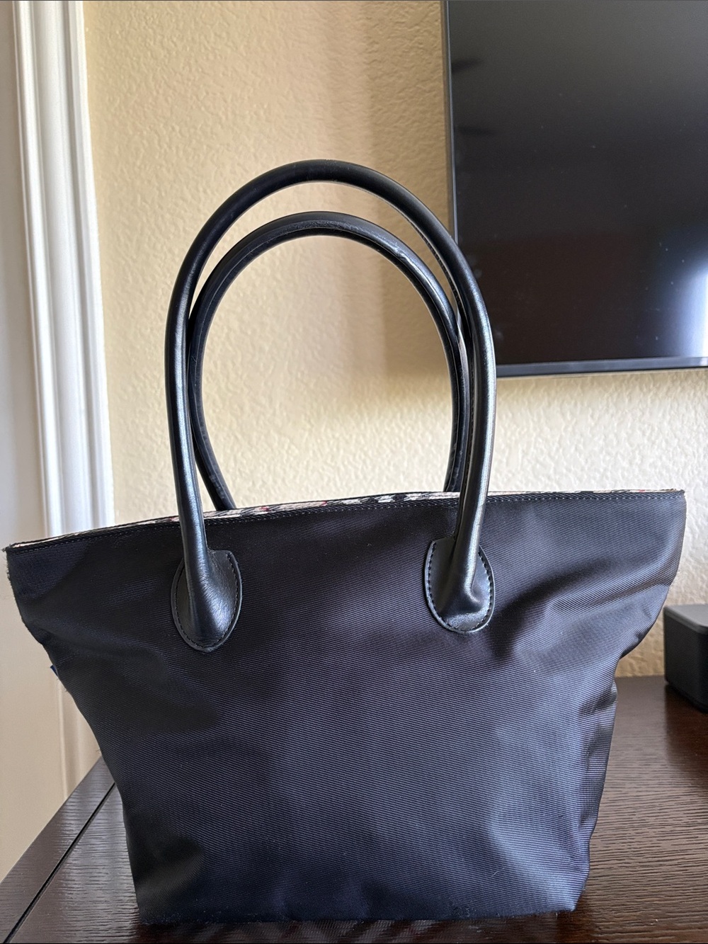 Burberry Black Tote Bag with Top Handles
